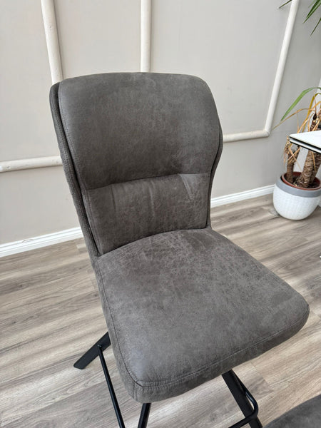 Loki Swivel Bar Stool Grey Charcoal Fabric Swivel Stylish Aesthetic Kitchen Chairs