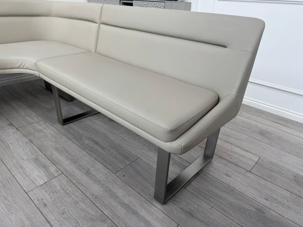 Avorio Grey Faux Leather Left Hand Facing Corner Dining Bench
