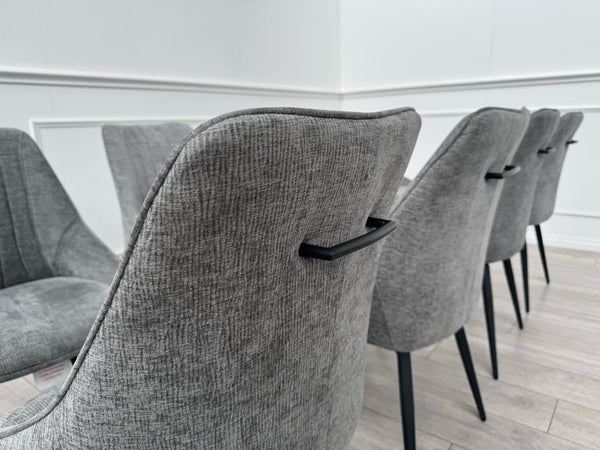 Furniture Village Crete Swivel Dining Chairs Dark Grey Fabric