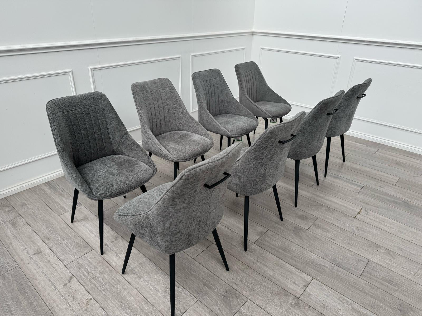 Furniture Village Crete Swivel Dining Chairs Dark Grey Fabric