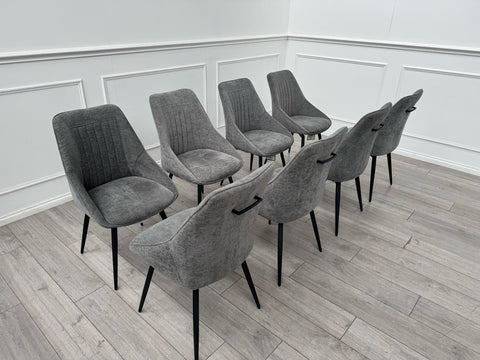Furniture Village Crete Swivel Dining Chairs Dark Grey Fabric