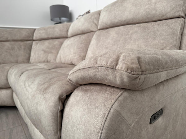 Moreno Power Reclining Corner Sofa In Cream Lux Velvet