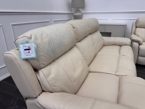 Komodo Relax Station 3 & 2 Seater Cream Leather Power Recliner Headrest Sofa Set