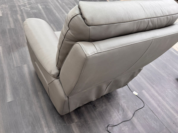 La Z Boy Parker Grey Leather Power Recliner Fabric Armchair