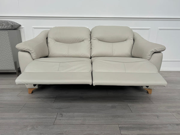 G Plan Jackson Power Recliner 3 Seater Sofa Cambridge Chalk Leather