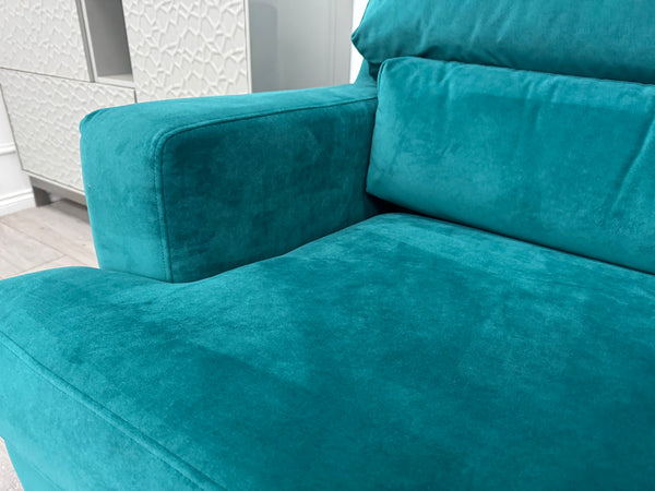 Furniture Village Lounge Co Romilly Teal Velvet Fabric 4 Seater Sofa RRP £2195