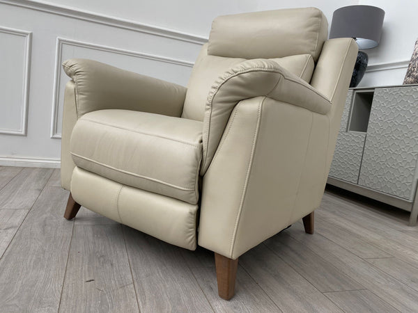Cream/Ivory Leather Power Recliner Armchair