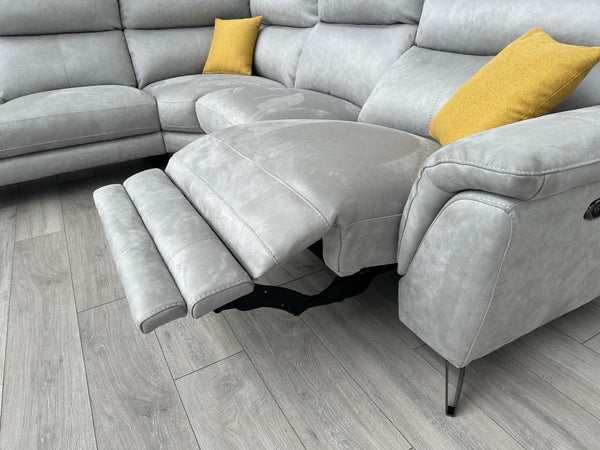 Contempo 1 x Power Reclining Corner Sofa In Grey Fabric