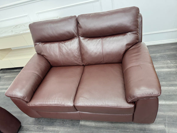 Brown Leather 3 & 2 Seater Static Sofa Set