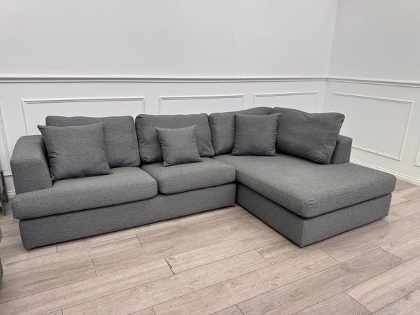 Grey Fabric Corner Sofa And Armchair Sofa Set