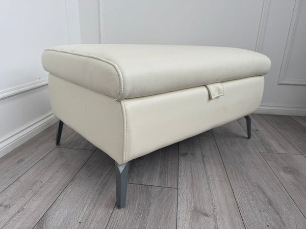 Furniture Village DAYTONA / JUDE White Leather Large Storage Footstool