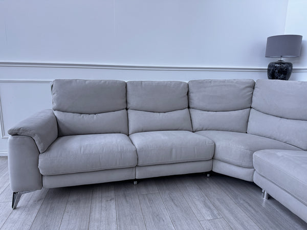 Palmer Power Recliner Corner Sofa In Toronto Grey Suede