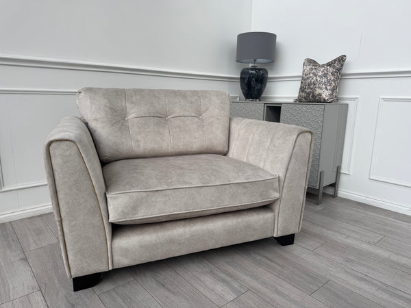 Furniture Village Ariana Classic Back Fabric Snuggler Armchair Cream Brass