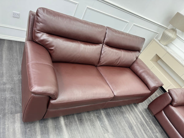 Brown Leather 3 & 2 Seater Static Sofa Set