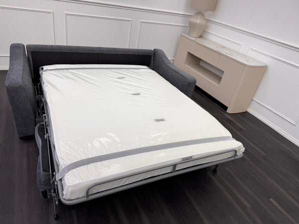 Optimus 3 Seater Grey Fabric Sofa Pull Out Bed Including Mattress