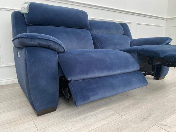 Furniture Village Starlight 3+2 Seater Sofa Set Power Seat + Headrest Navy