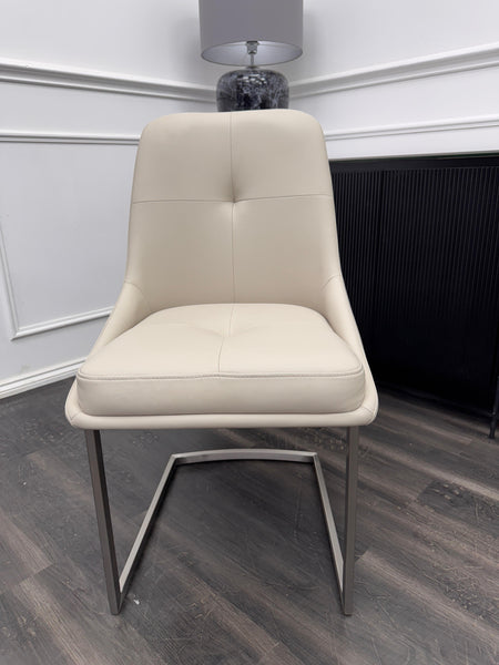 FV Avorio Pale Grey Faux Leather Cantilever Dining Chair (Choose Quantity)