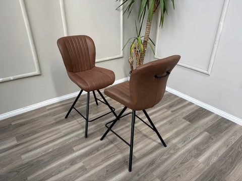 Terra Compact Bodahl Tan Faux Leather Contemporary Stylish Aesthetic Swivel Bar Stool