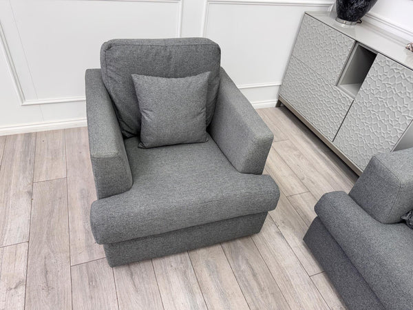 Grey Fabric Corner Sofa And Armchair Sofa Set