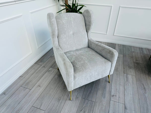 COOPER Grey High Wing Back Accent Armchair