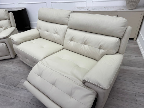 Brescia Power Recliner 3+3 Seater Sofa Off White Leather