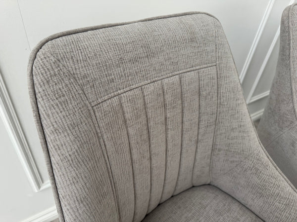 Crete Swivel Dining Chairs Taupe Fabric