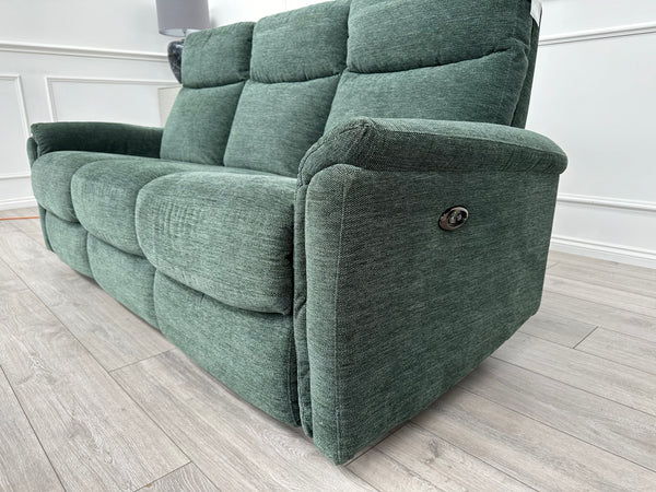 FURNITURE VILLAGE Piccolo Moss Green Fabric Power Recliner 3 Seater Sofa