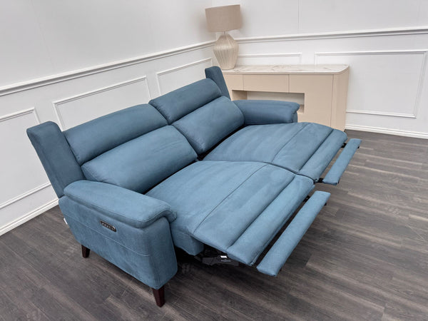 La Z Boy Bella 3 Seater Blue Fabric Power Recliner