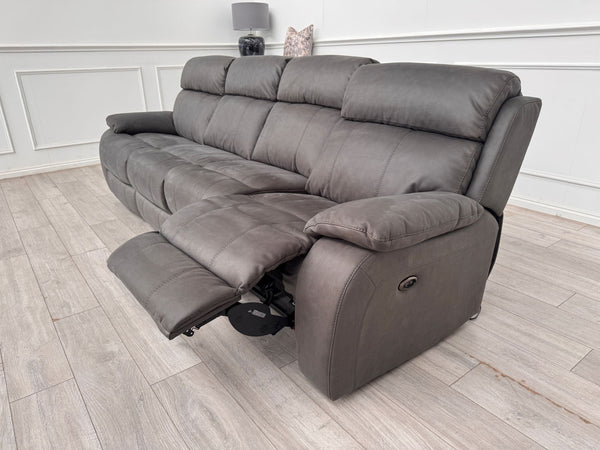Moreno 4 Seater Power Recliner Sofa In Charcoal Material