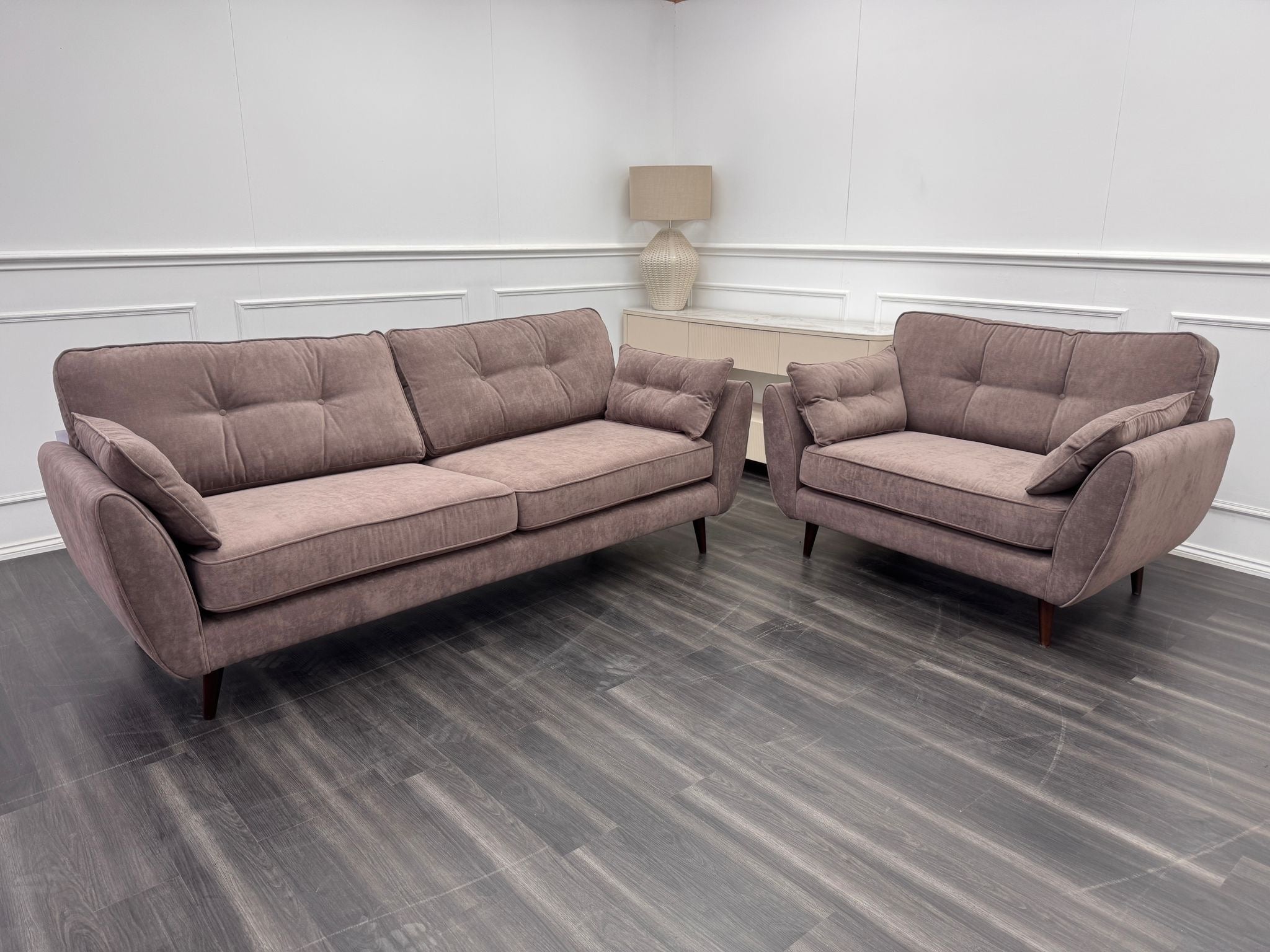 French Connection Zinc Mocha 4 Seater Sofa and Cuddle Loveseat Chair Sofa Set