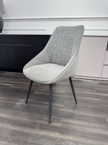 FV Crete Silver Grey Fabric Swivel Dining Chair With Handle set of 6 (Delivery)6