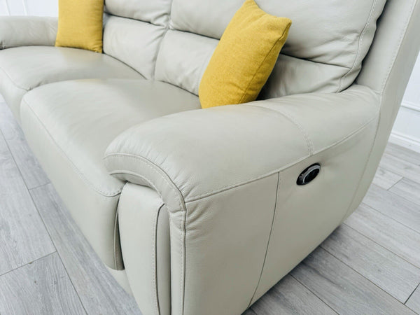 Furniture Village Feather Grey Leather Power Recliner 3 Seater Sofa1