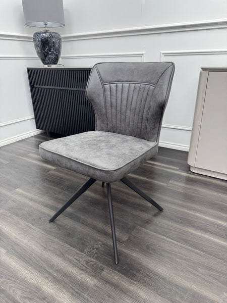 Furniture Village Aydin Dark Grey faux leather swivel dining chair (Pre-sale)0