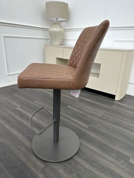 Furniture Village Earth brown leather swivel dining barstool (Pre-sale)1