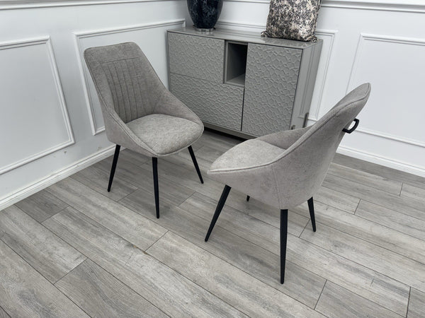 Furniture Village Crete Pair Of 2 Swivel Dining Chairs Grey Fabric0