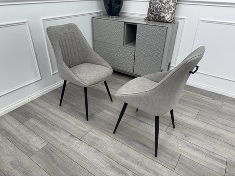 Furniture Village Crete Pair Of 2 Swivel Dining Chairs Grey Fabric0