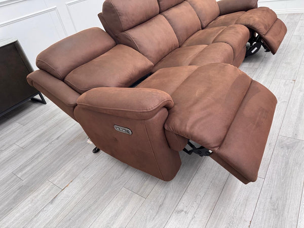 Sofology Gracie 4 Seater Power Recliner Sofa In Brown Material1