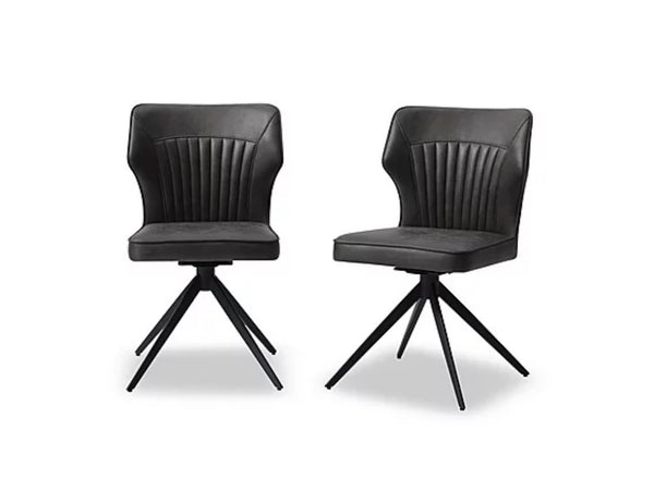 Furniture Village Aydin Charcoal Grey Faux Leather Swivel Dining Chair (Delivery0