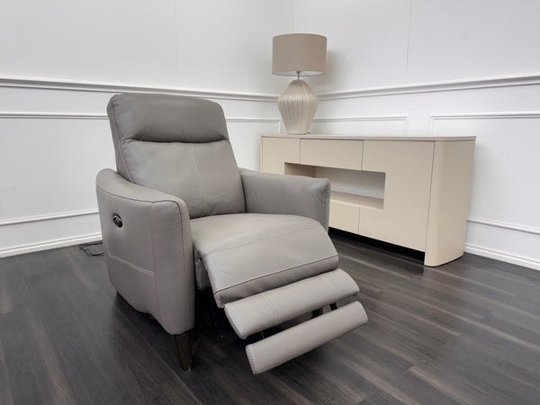 Furniture Village Petit Grey Leather Armchair Power Recliner0