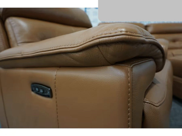 Furniture Village Brescia brown leather power recliner 3 + 2x armchairs sofa set4