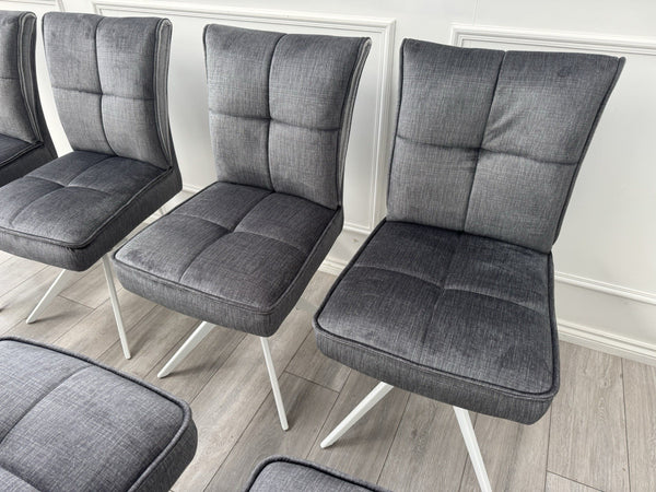 Furniture Village Glacier Set Of 8 Swivel Dining Chairs Dark Grey Fabric6