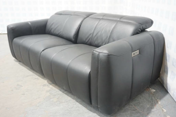 Furniture Village 3 Seater Sofa Power Recliners & Headrests Black Leather1