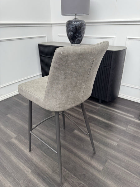 Furniture Village Earth light grey leather standard dining barstool (Pre-sale)5