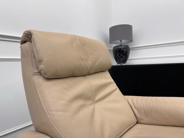 Furniture Village Rowen Beige Leather Armchair Power Recliner+Swivel+Rocking6