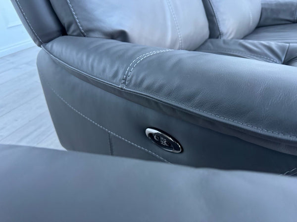 Furniture Village Charcoal Grey Static 3 + Power Recliner 2 Seater Sofa Set20