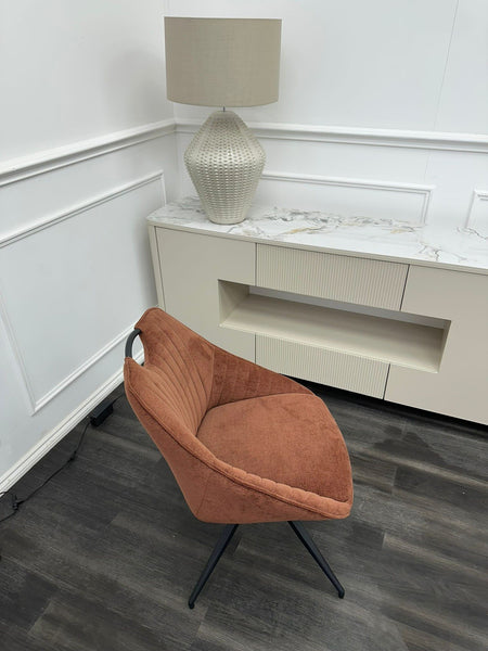 Furniture Village Jai Rust Fabric Swivel Dining Chair5