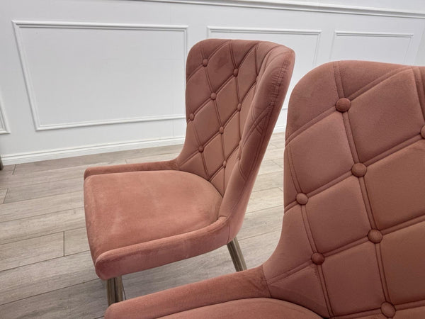 Furniture Village Donnie Pink Velvet Set of 4 Dining Chairs5