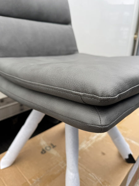 Furniture Village Njord Grey Leather Swivel Dining Chair13