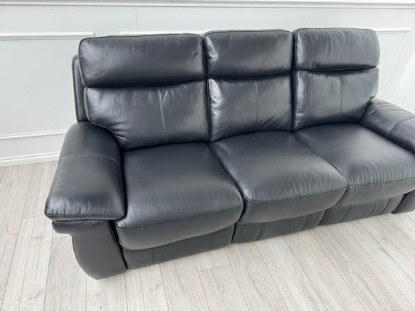 FV Serene Black Leather Power Recliner 3 Seater Sofa Lumbar + Headrest17