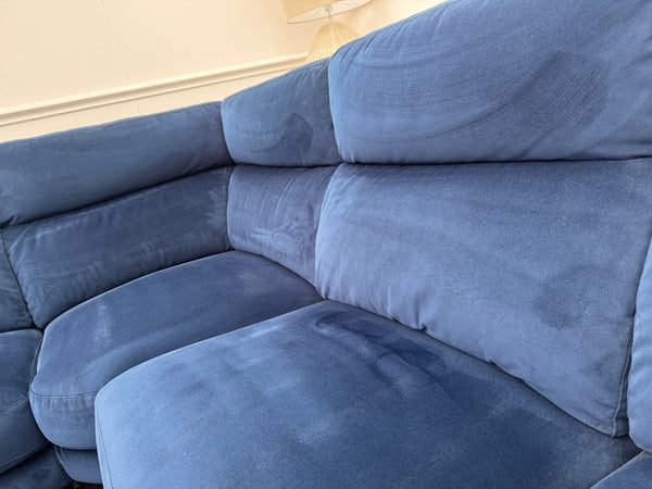 Furniture Village Contempo Power Recliner Corner Sofa In Navy Blue Velvet8